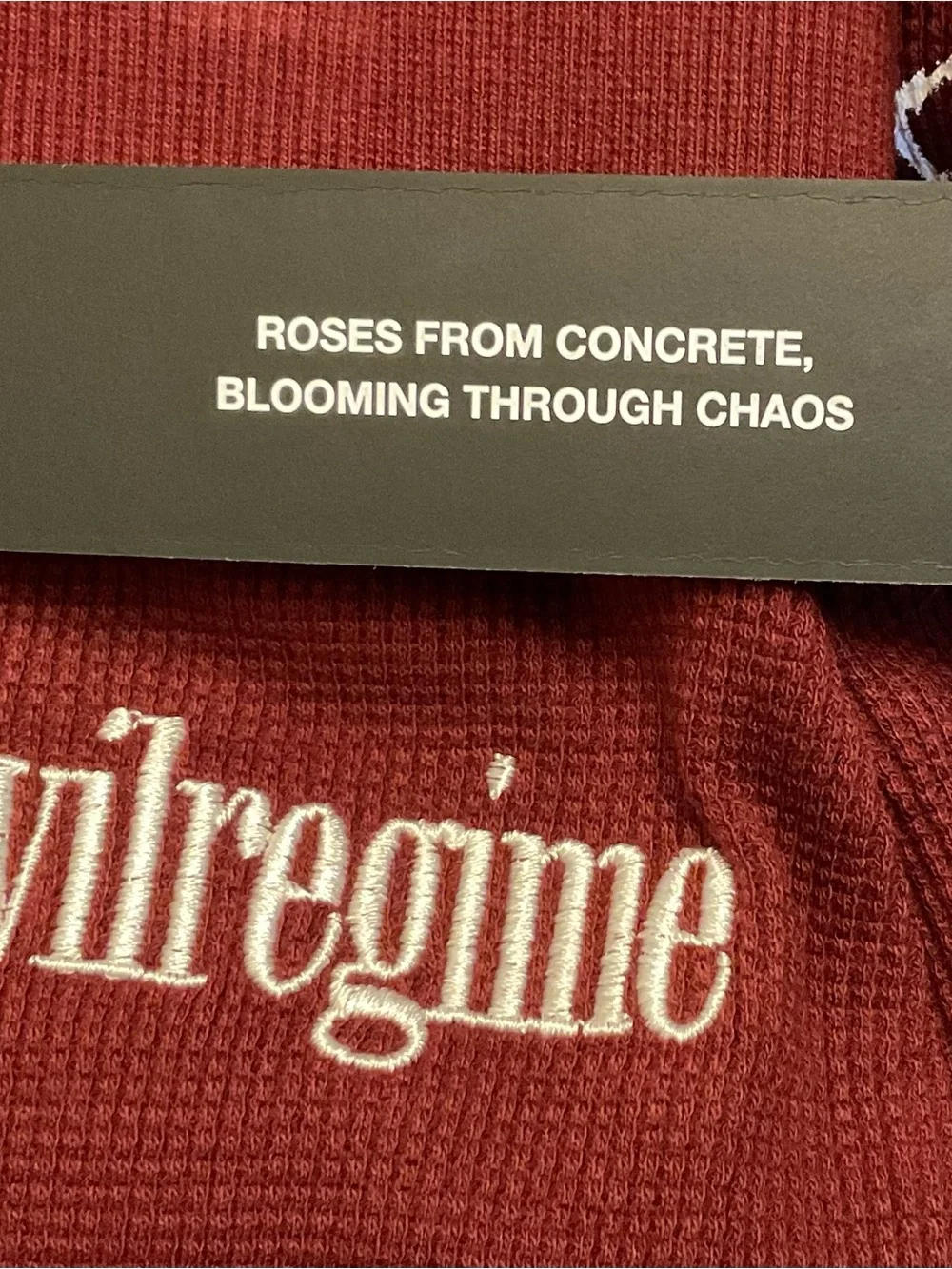 Civil Regime Roses From Concrete Graphic Flare Pants Burgundy Large NWT